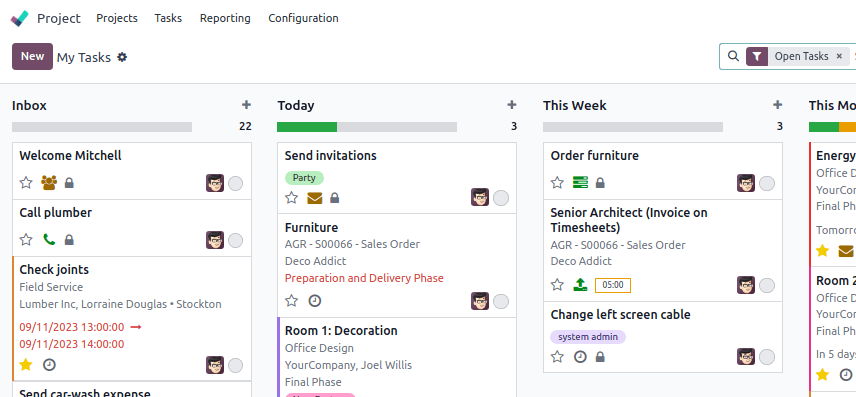 Task tracking and project management in Odoo using Kanban view Task tracking and project management in Odoo using Kanban view
