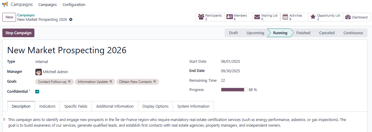 Campaign Module Dashboard in Odoo Campaign Module Dashboard in Odoo