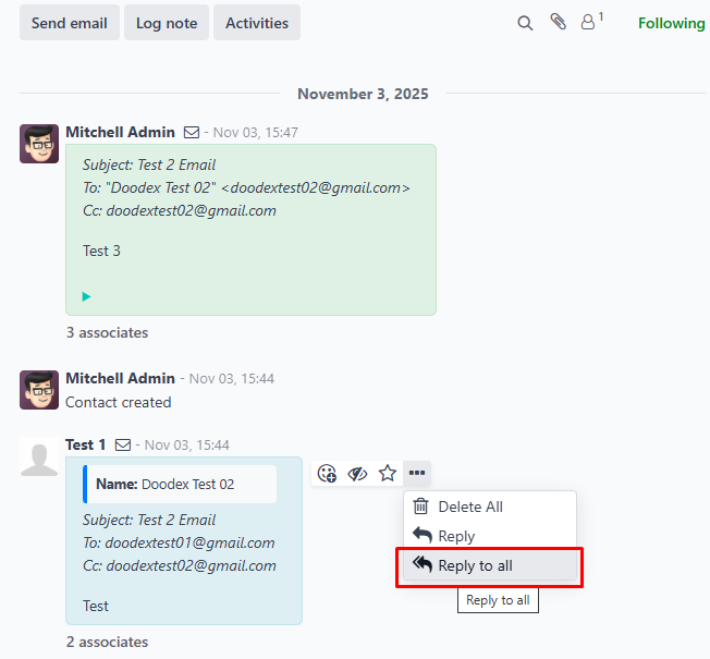 Reply All directly from the Chatter in Odoo Reply All directly from the Chatter in Odoo