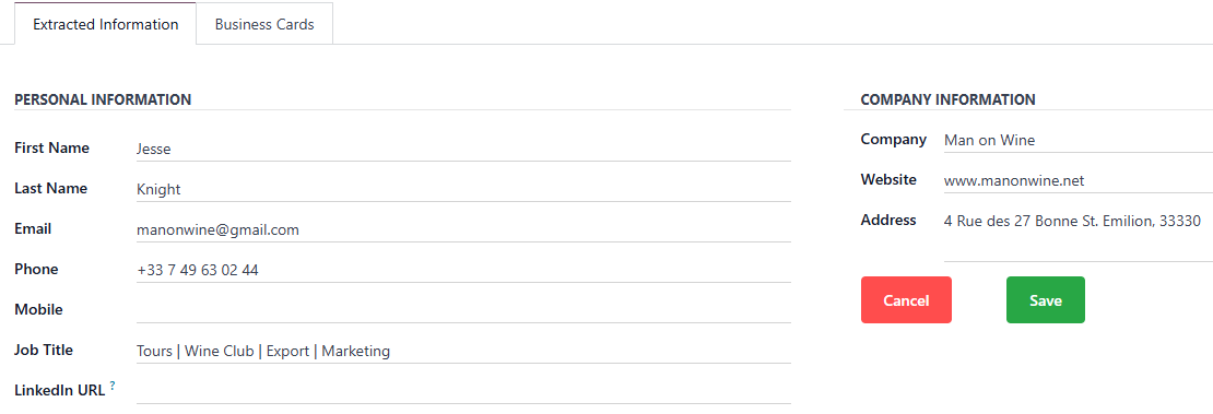  Create Contacts with Bizscan