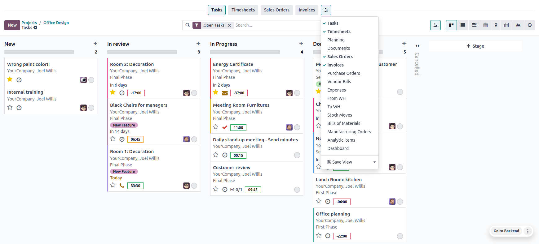 Project management dashboard in Odoo Project management dashboard in Odoo
