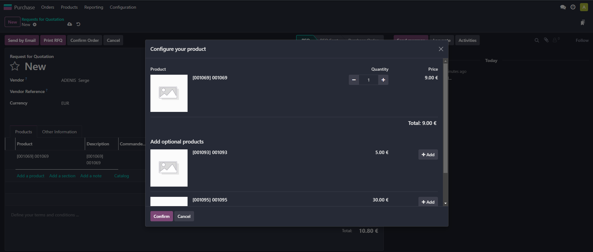 Shows the Product Configurator for optional products in Purchase (Odoo module by Doodex) Shows the Product Configurator for optional products in Purchase (Odoo module by Doodex)