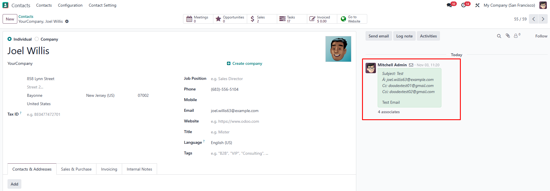 email contacs